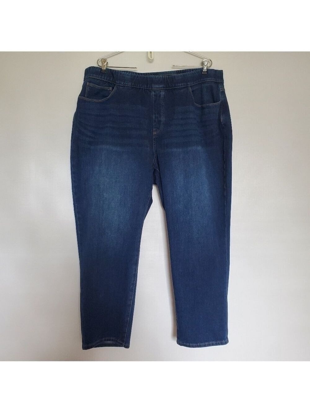 SOFT SURROUNDINGS JEANS WOMENS SZ 2X STRAIGHT LEG PULL ON BLUE  ELASTIC WAIST